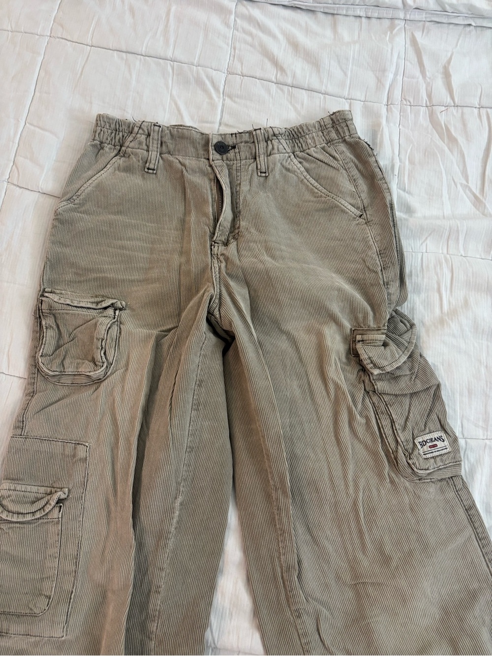 Urban Outfitters Beige Wide-Leg Corduroy Cargo Jeans